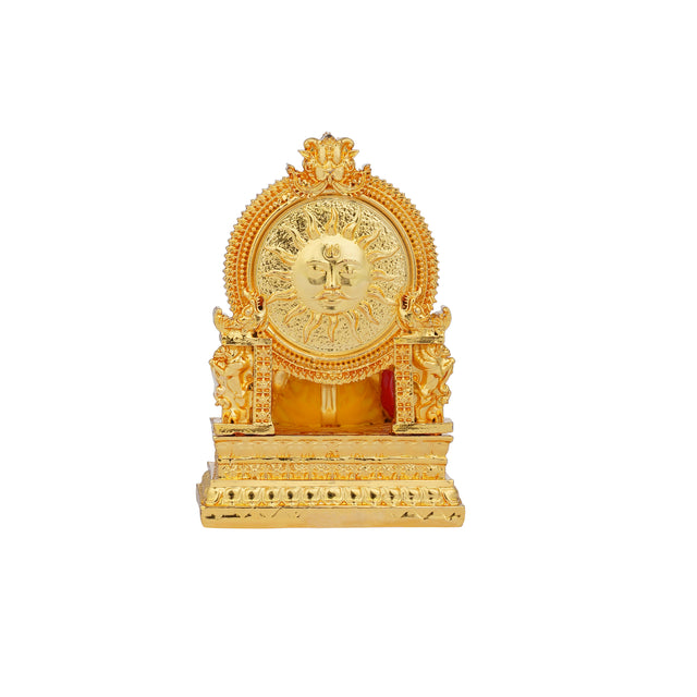 Divine Lord Ganesha Idol - 24K Gold Plated with Yellow & Red Attire