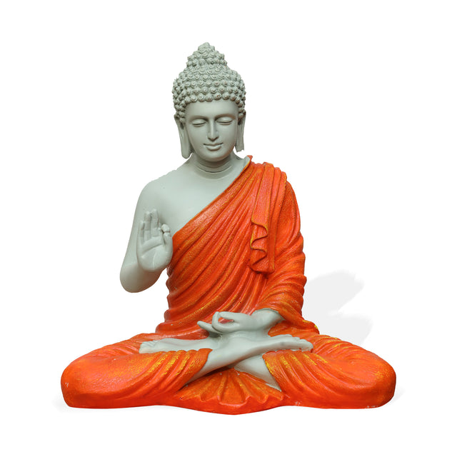 White & Orange Meditative Pose Buddha Statue