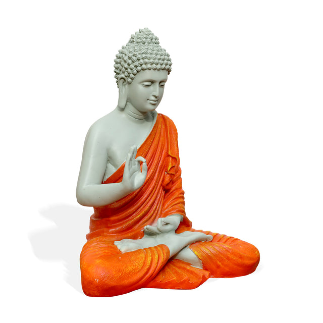 White & Orange Meditative Pose Buddha Statue