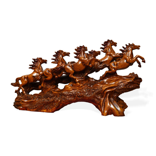 Handcrafted Eight Running Horses Sculpture