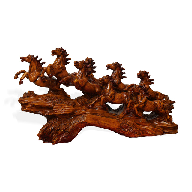 Handcrafted Eight Running Horses Sculpture