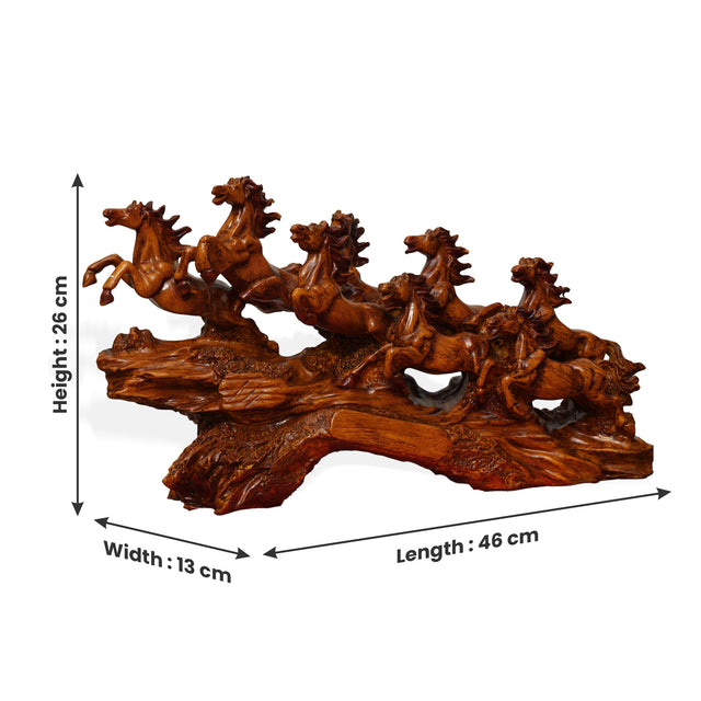 Handcrafted Eight Running Horses Sculpture