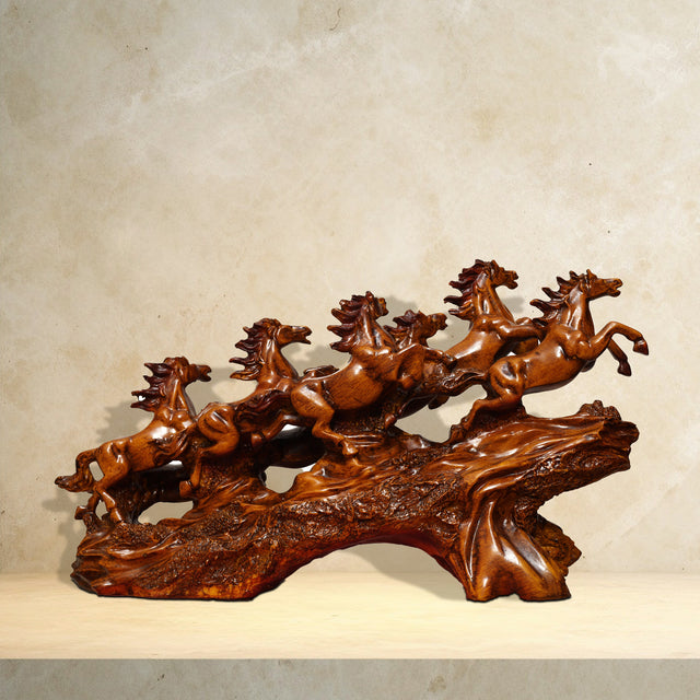 Handcrafted Eight Running Horses Sculpture