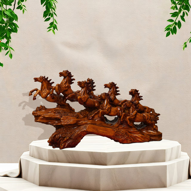Handcrafted Eight Running Horses Sculpture