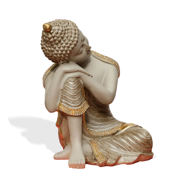 Resting Buddha Statue (Beige & Gold)