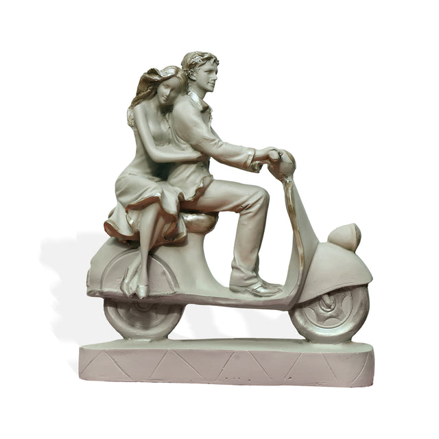 Romantic Couple on Scooter Statue