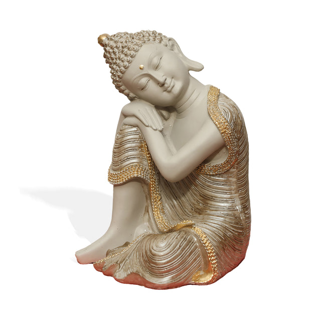 Resting Buddha Statue (Beige & Gold)