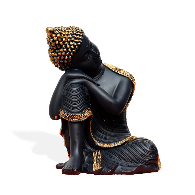 Resting Buddha Statue (Black & Gold)