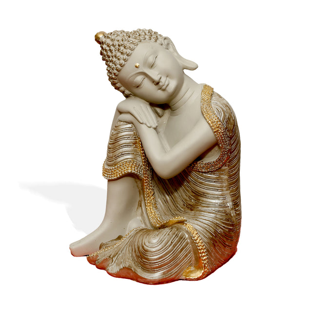 Resting Buddha Statue (Beige & Gold)