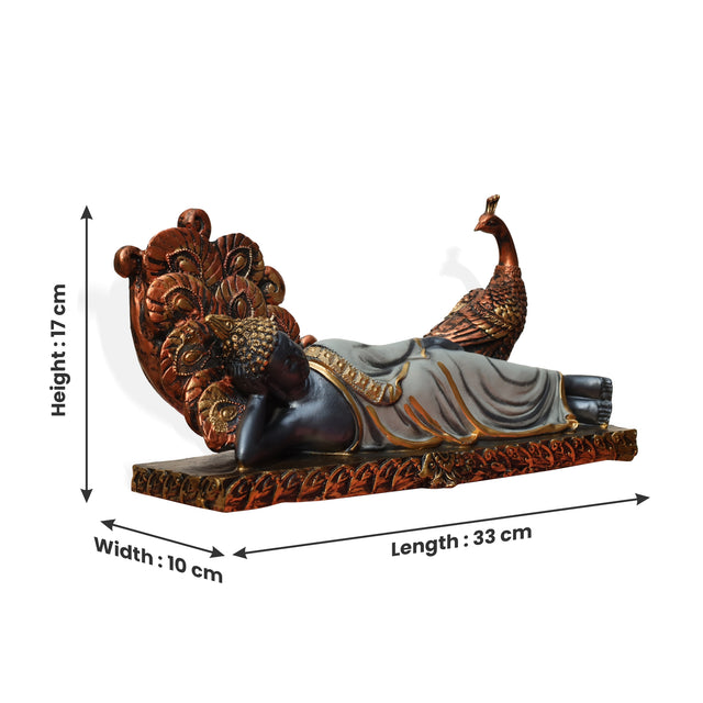 Reclining Buddha with Peacock Figurine
