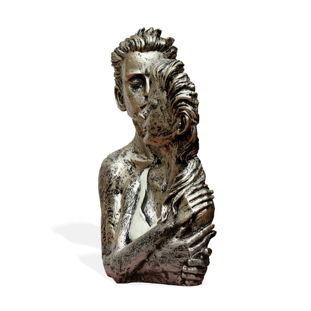 Modern Silver-Tone Lovers Sculpture