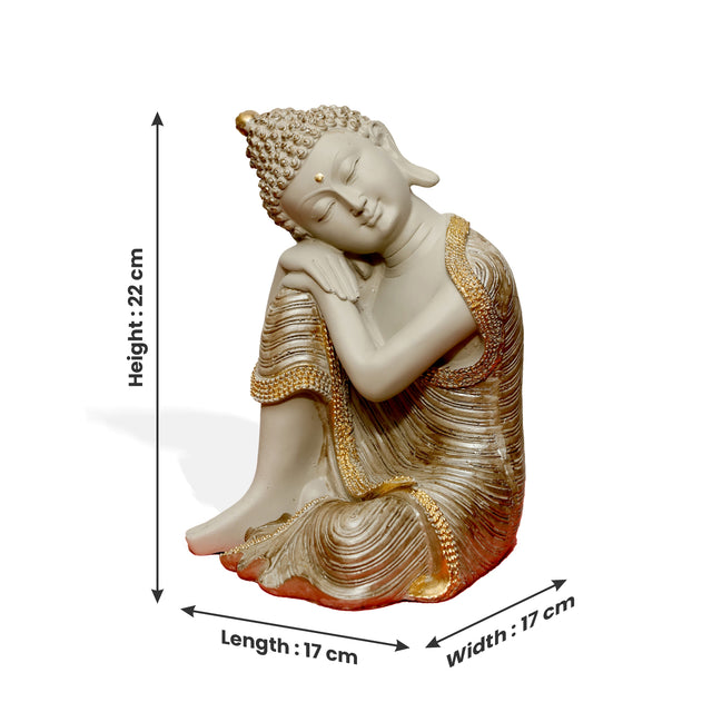 Resting Buddha Statue (Beige & Gold)