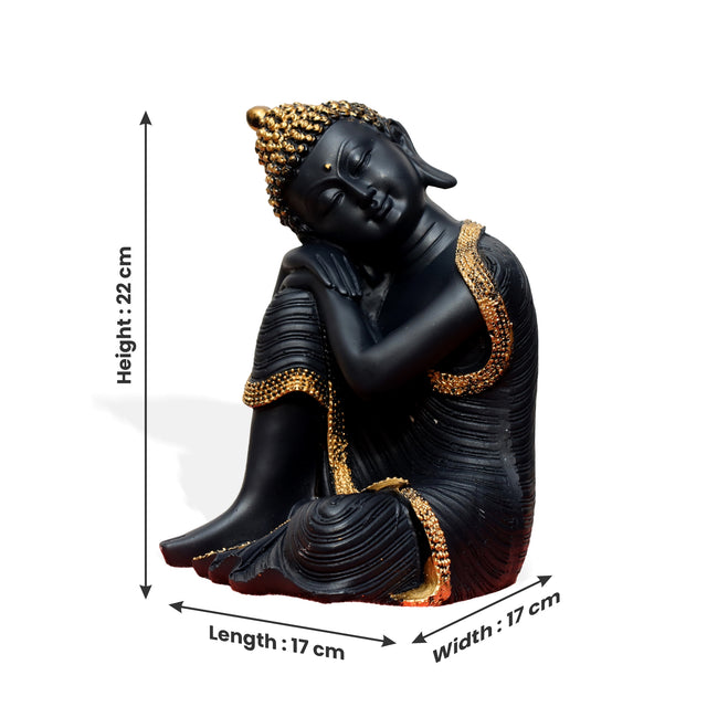 Resting Buddha Statue (Black & Gold)