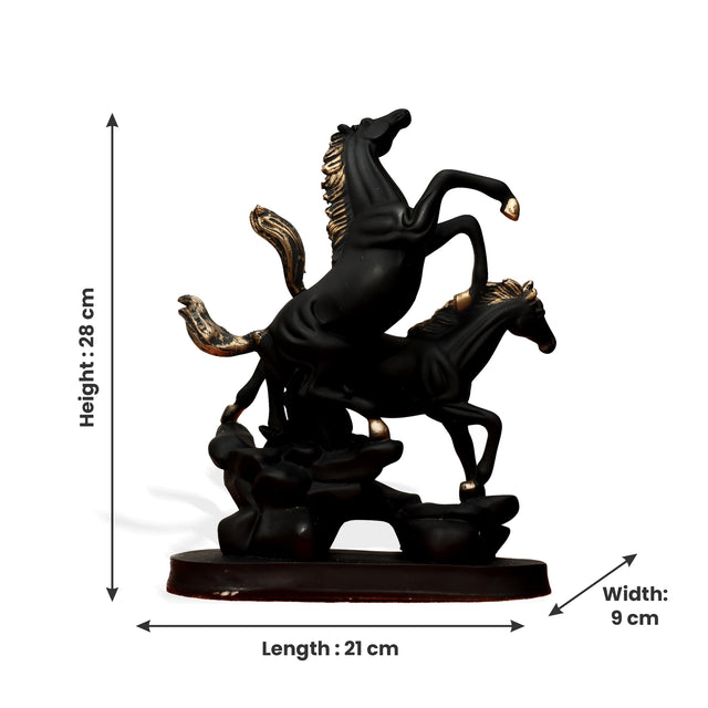 Dynamic Black Stallions Sculpture