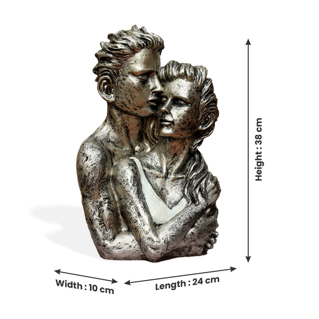 Modern Silver-Tone Lovers Sculpture