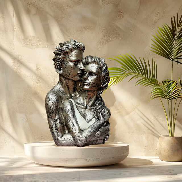 Modern Silver-Tone Lovers Sculpture
