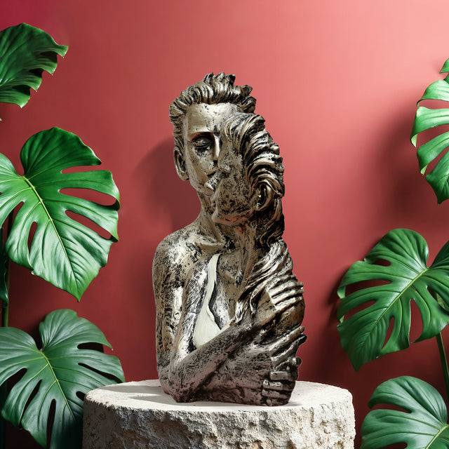 Modern Silver-Tone Lovers Sculpture