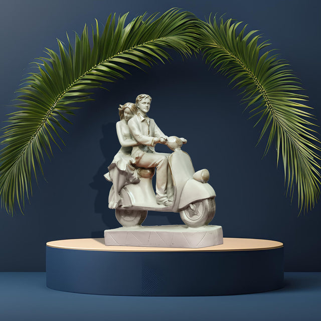 Romantic Couple on Scooter Statue