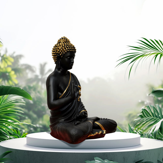 Black & Gold Meditative Pose Buddha Statue