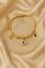 Elegant Gold-Plated Bracelet with Gemstone Charms
