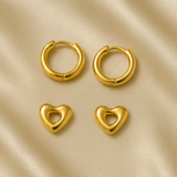 Golden Hearts Charm Hoop Earrings