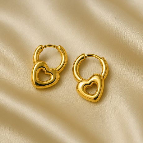 Golden Hearts Charm Hoop Earrings