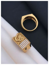 Gold-Plated ॐ  Symbol Ring with CZ Stones
