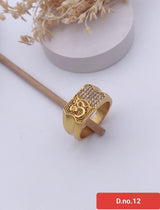 Gold-Plated ॐ  Symbol Ring with CZ Stones