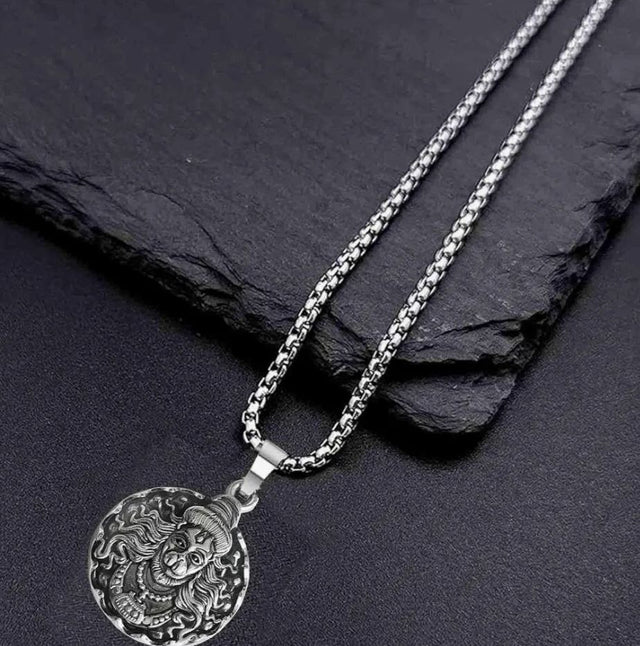 Antique Silver-Toned Lord Hanuman Pendant with Chain