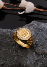 Lord Ganesha Ring with CZ Stone
