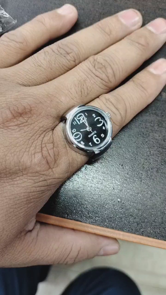 Stylish Black Dial Finger Ring Watch