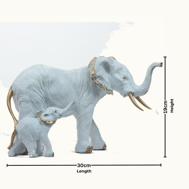White Elephant and Calf Sculpture - Decowiser
