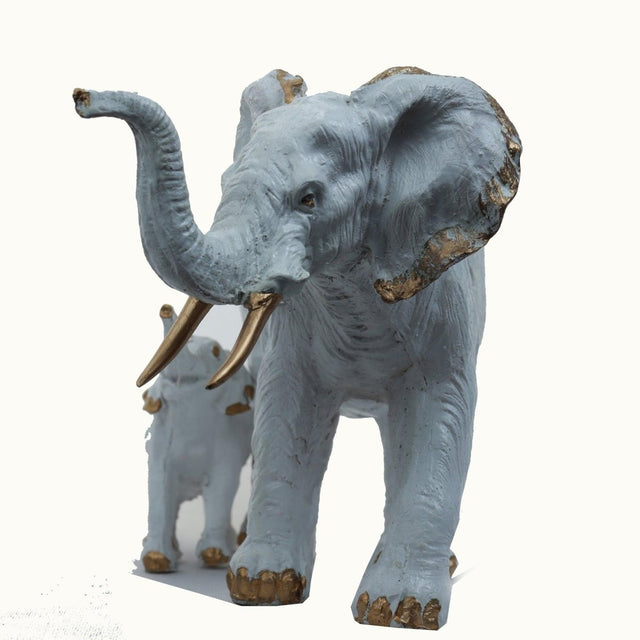 White Elephant and Calf Sculpture - Decowiser