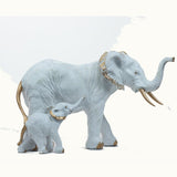 White Elephant and Calf Sculpture - Decowiser